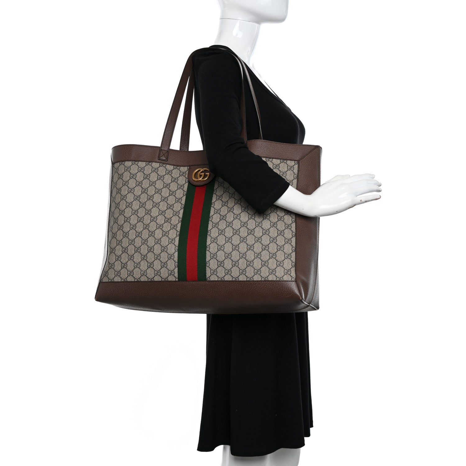 Gucci GG Supreme Monogram Web Ophidia Tote Brown 2 of 15