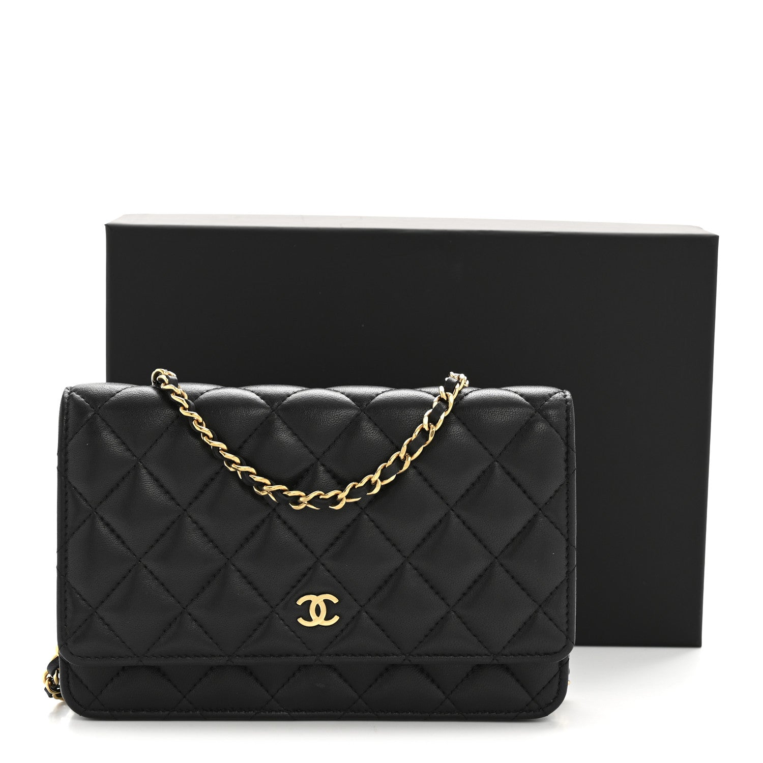 Chanel Lambskin Quilted Wallet On Chain WOC Black 15 of 15