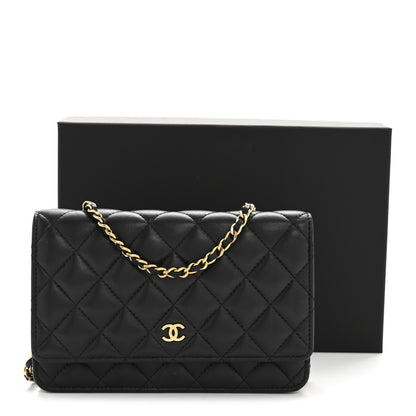 Chanel Lambskin Quilted Wallet On Chain WOC Black 15 of 15