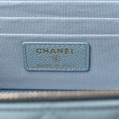 Chanel Caviar Quilted Small Tiny CC Vanity Case With Chain Light Blue 6 of 10
