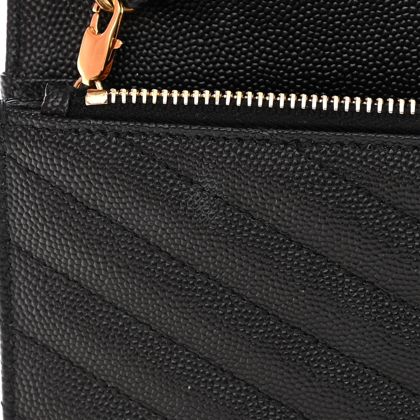 Grain De Poudre Matelasse Chevron Monogram Envelope Chain Wallet Black