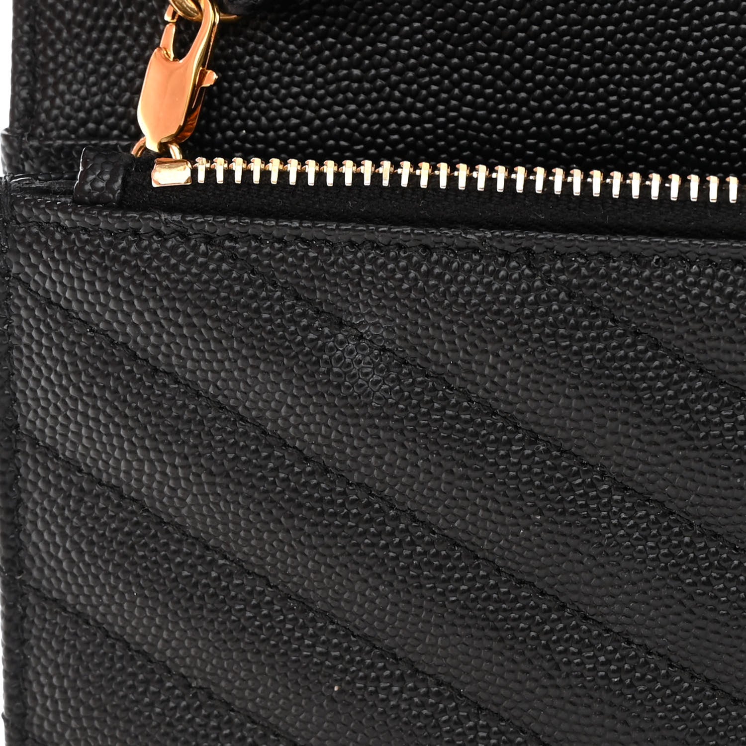 Saint Laurent Grain De Poudre Matelasse Chevron Monogram Envelope Chain Wallet Black 12 of 15
