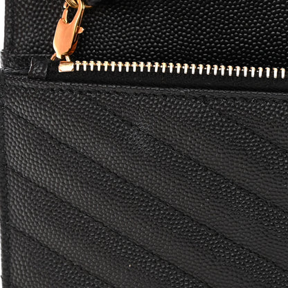 Saint Laurent Grain De Poudre Matelasse Chevron Monogram Envelope Chain Wallet Black 12 of 15