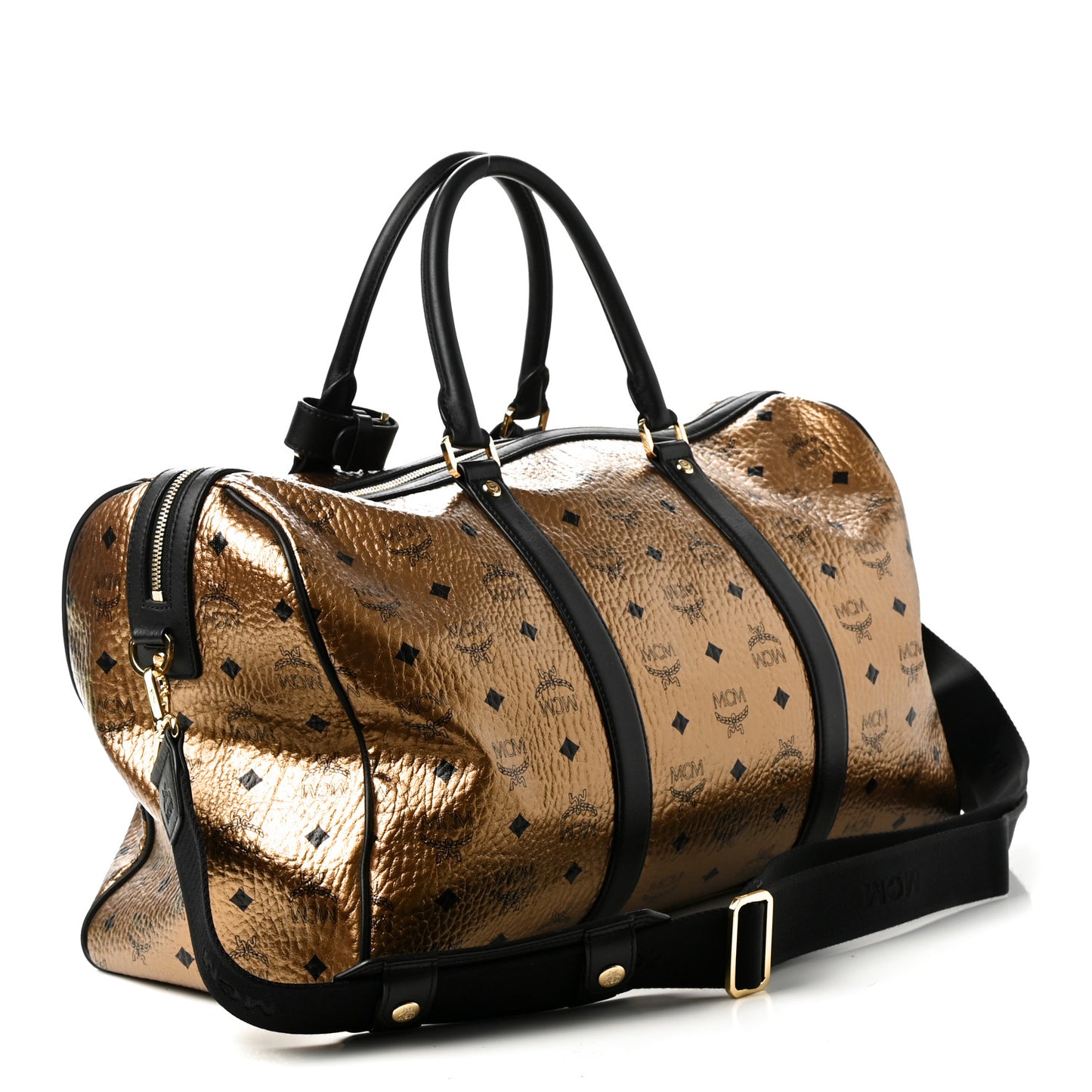 Metallic Visetos Traveler Weekender Duffle Bag Gold