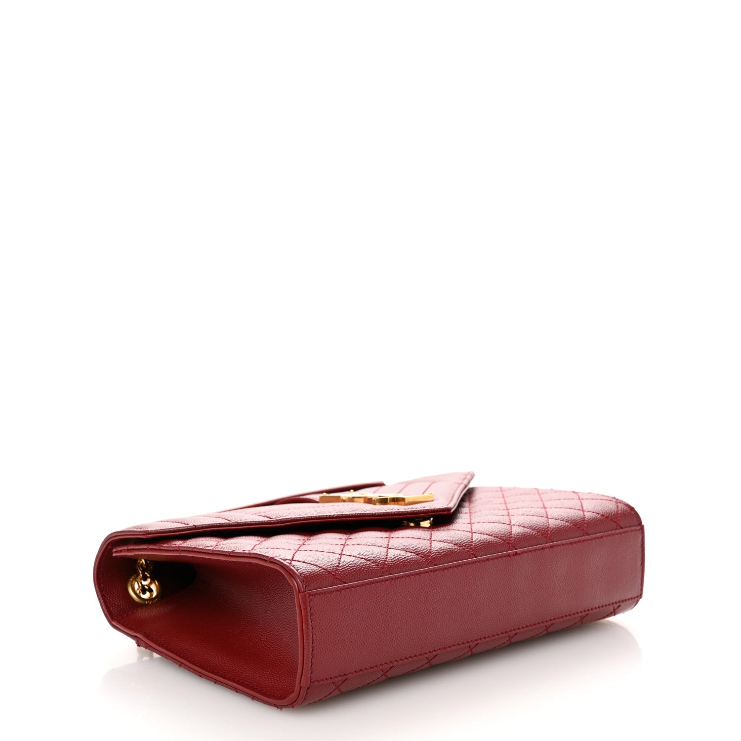 Saint Laurent Grain De Poudre Textured Mixed Matelasse Triquilt Medium Monogram Satchel Oxblood 4 of 10