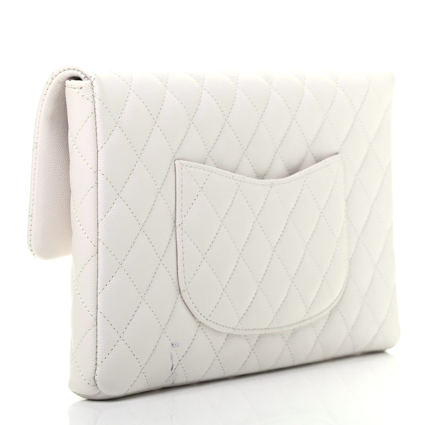 Caviar Quilted Flap Clutch White