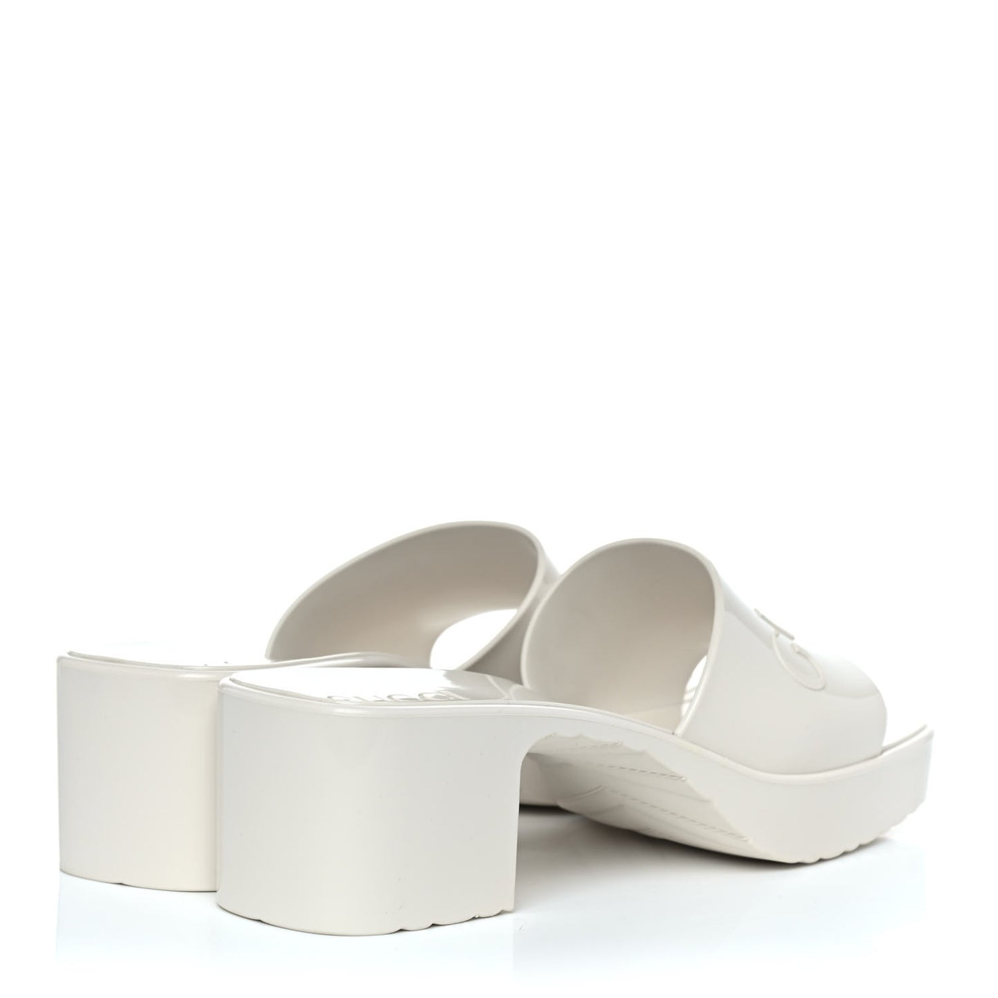Rubber Gucci Logo Womens Platform 20/60mm Slide Sandals 39 Mystic White