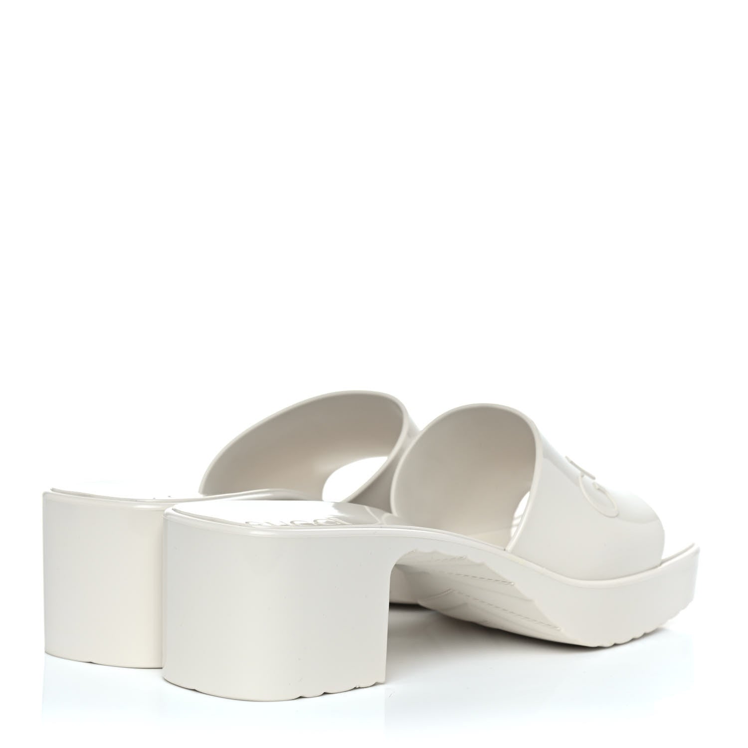 Gucci Rubber Gucci Logo Womens Platform 20/60mm Slide Sandals 39 Mystic White 4 of 10