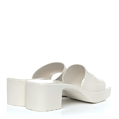 Gucci Rubber Gucci Logo Womens Platform 20/60mm Slide Sandals 39 Mystic White 4 of 10