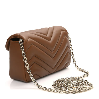 Gucci Lambskin Matelasse Mini GG Marmont Shoulder Bag Brown 3 of 10
