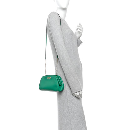 Salvatore Ferragamo Eram Calfskin Gancini Mini Clutch Smeraldo 2 of 10