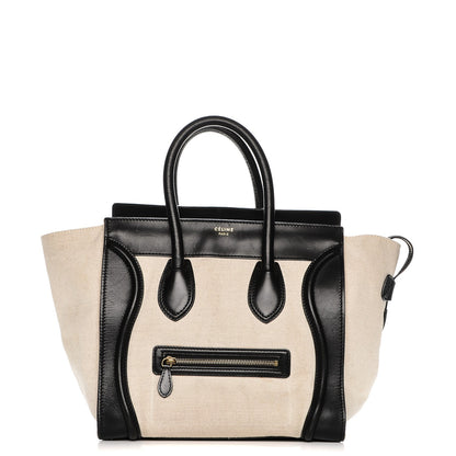 Celine Natural Canvas Smooth Calfskin Mini Luggage Cream 1 of 15