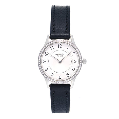 Hermes Stainless Steel Epsom Diamond Bezel 25mm Slim d'Hermes Quartz Watch Noir 1 of 4
