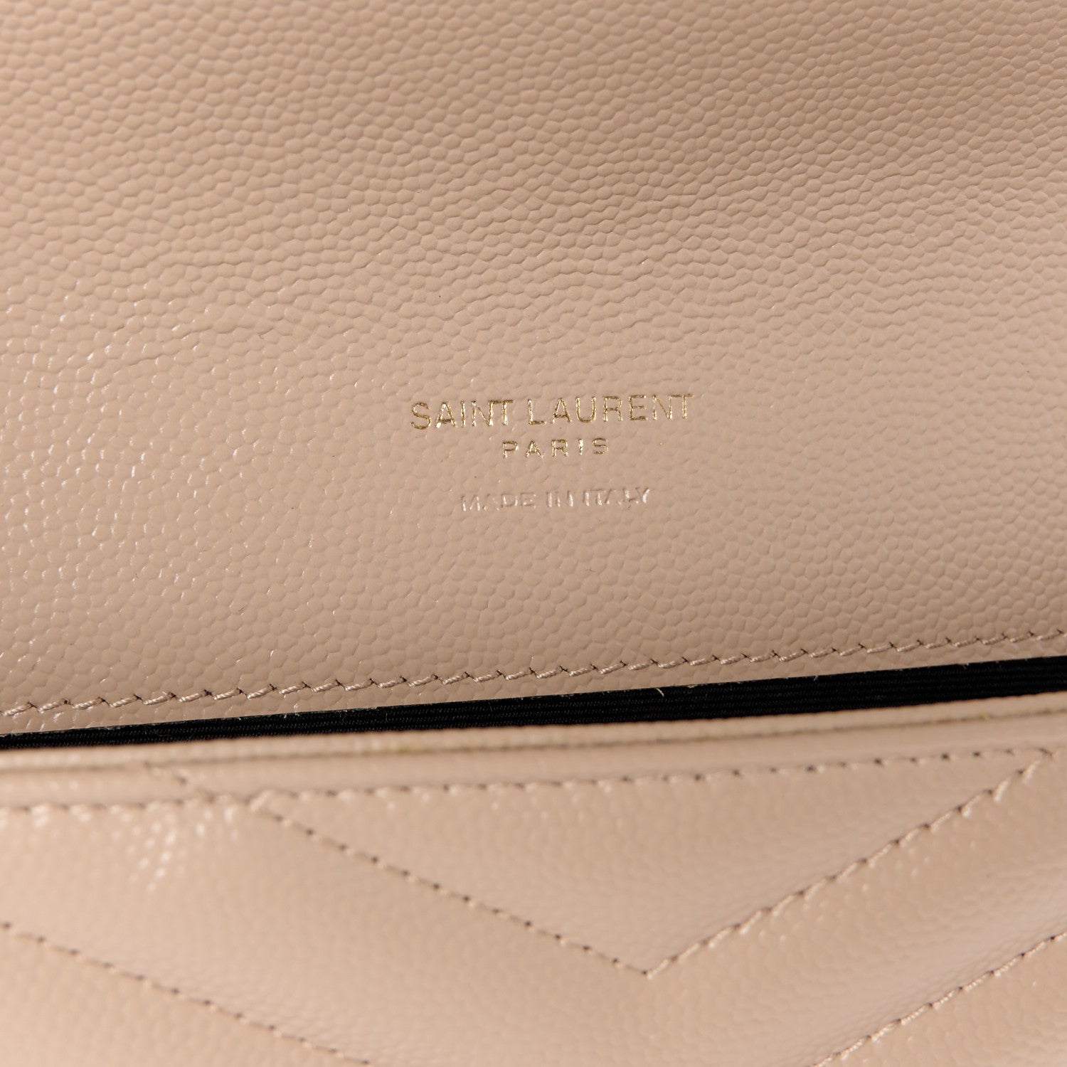 Saint Laurent Grain De Poudre Matelasse Chevron Monogram Envelope Clutch Dark Beige 6 of 10