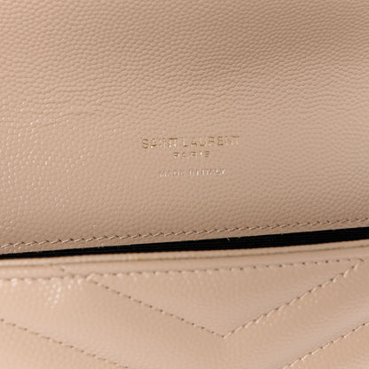 Saint Laurent Grain De Poudre Matelasse Chevron Monogram Envelope Clutch Dark Beige 6 of 10