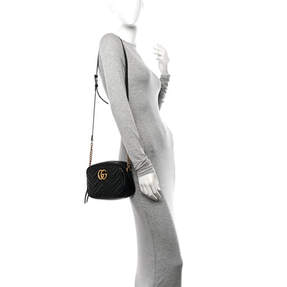 Gucci Calfskin Matelasse Small GG Marmont Chain Shoulder Bag Black 3 of 10