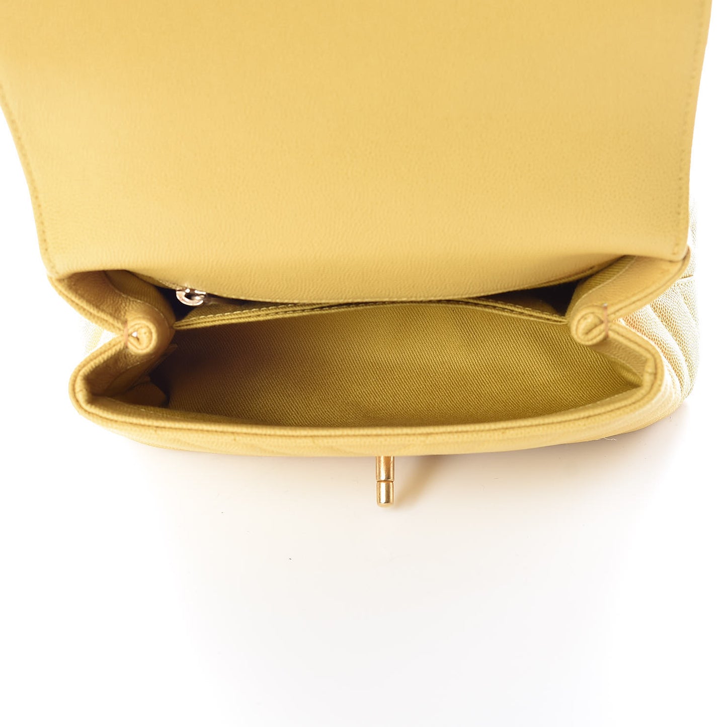 Caviar Chevron Quilted Mini Coco Handle Flap Yellow
