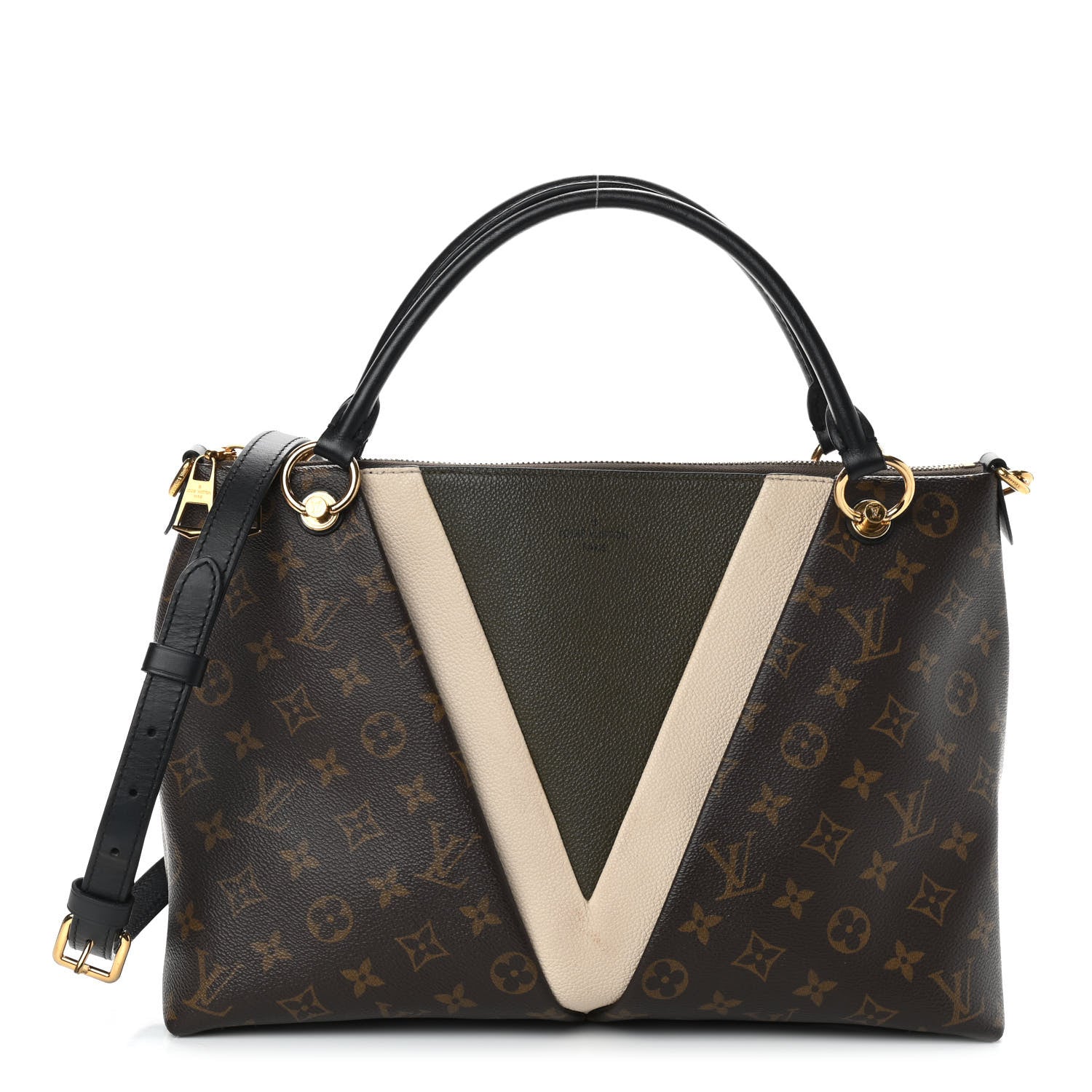 Louis Vuitton Monogram V Tote MM Khaki Cream 1 of 11