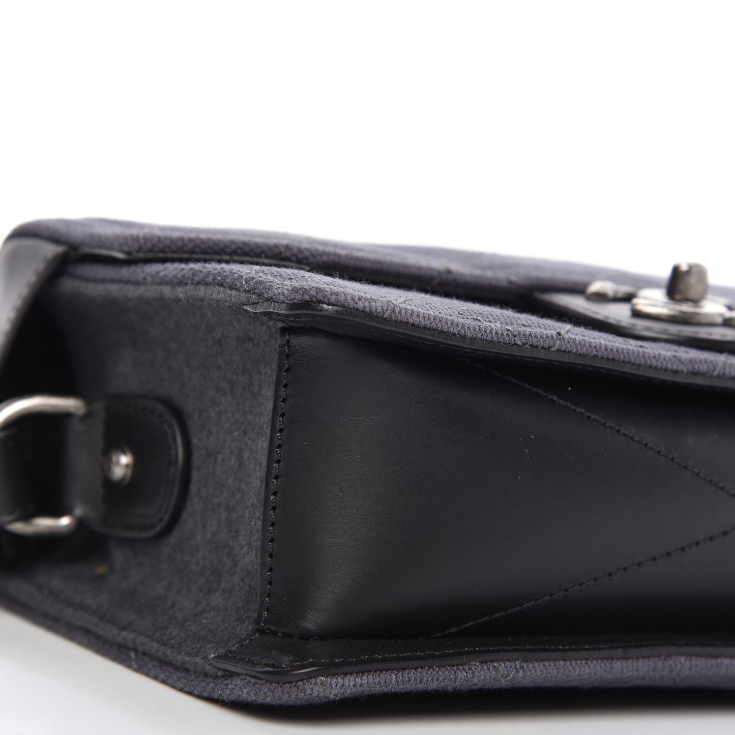 Fabric Quilted Small Flap Bag Dark Grey