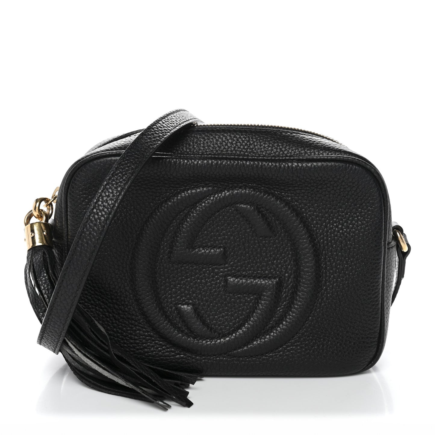 Pebbled Calfskin Small Soho Disco Bag Black
