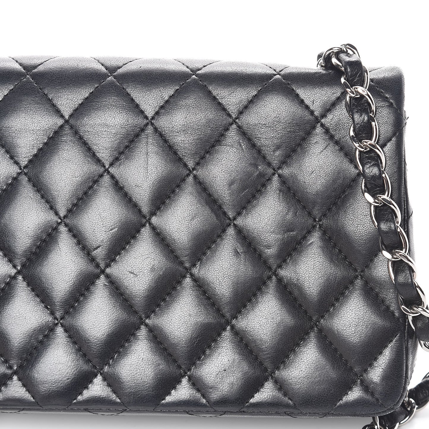 Lambskin Quilted East West Flap Black