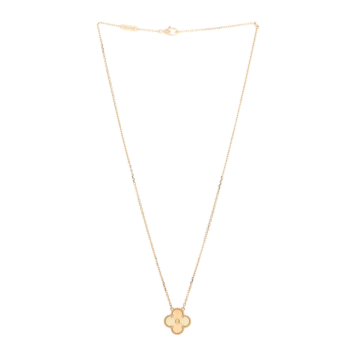 18K Yellow Gold Guilloche Vintage Alhambra Pendant Necklace