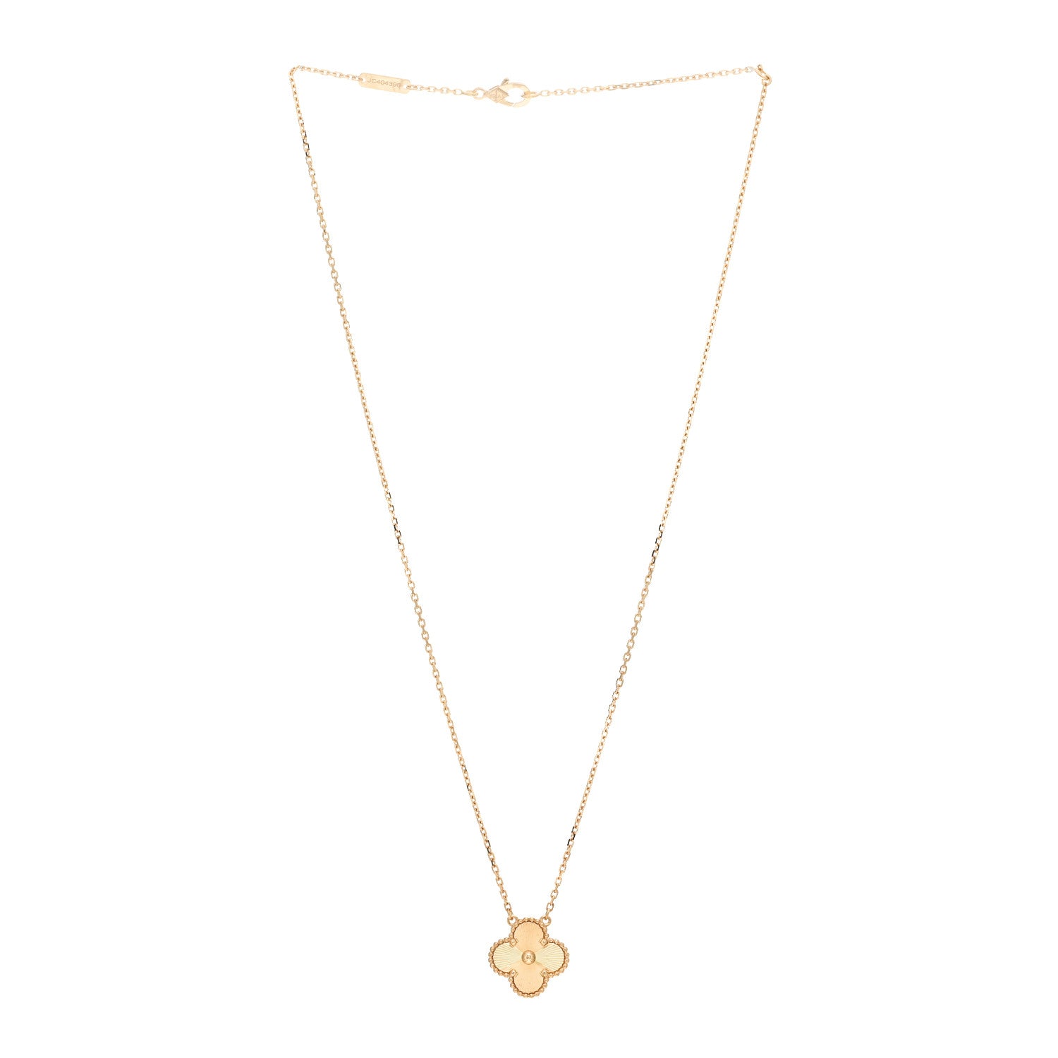 Van Cleef & Arpels 18K Yellow Gold Guilloche Vintage Alhambra Pendant Necklace 2 of 3
