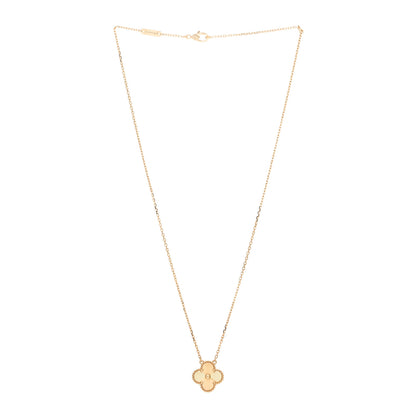 Van Cleef & Arpels 18K Yellow Gold Guilloche Vintage Alhambra Pendant Necklace 2 of 3