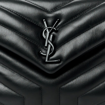 Saint Laurent Calfskin Y Quilted Monogram Monochrome Small Loulou Chain Satchel Black 9 of 14