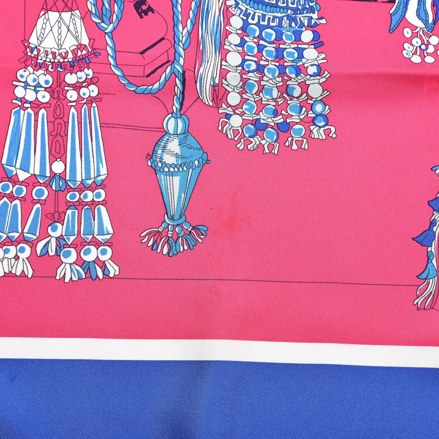 Hermes Silk Passementerie Quadri Scarf 90 Bleu Dur Rose Vif Orange 7 of 7