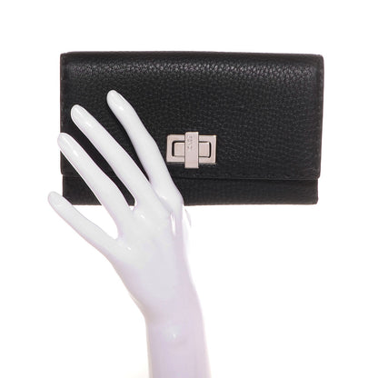 Fendi Cuoio Romano Selleria Peekaboo Continental Wallet Black 2 of 10