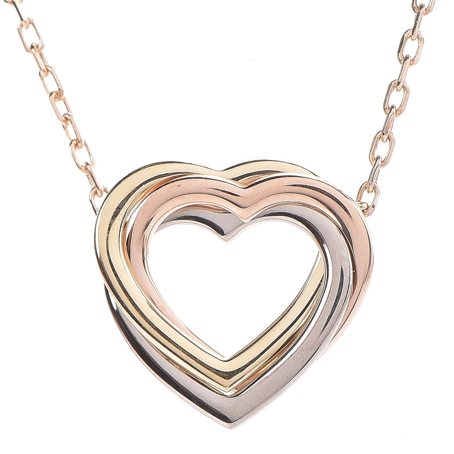 Cartier 18K Pink Yellow White Gold Trinity Heart Necklace 4 of 6