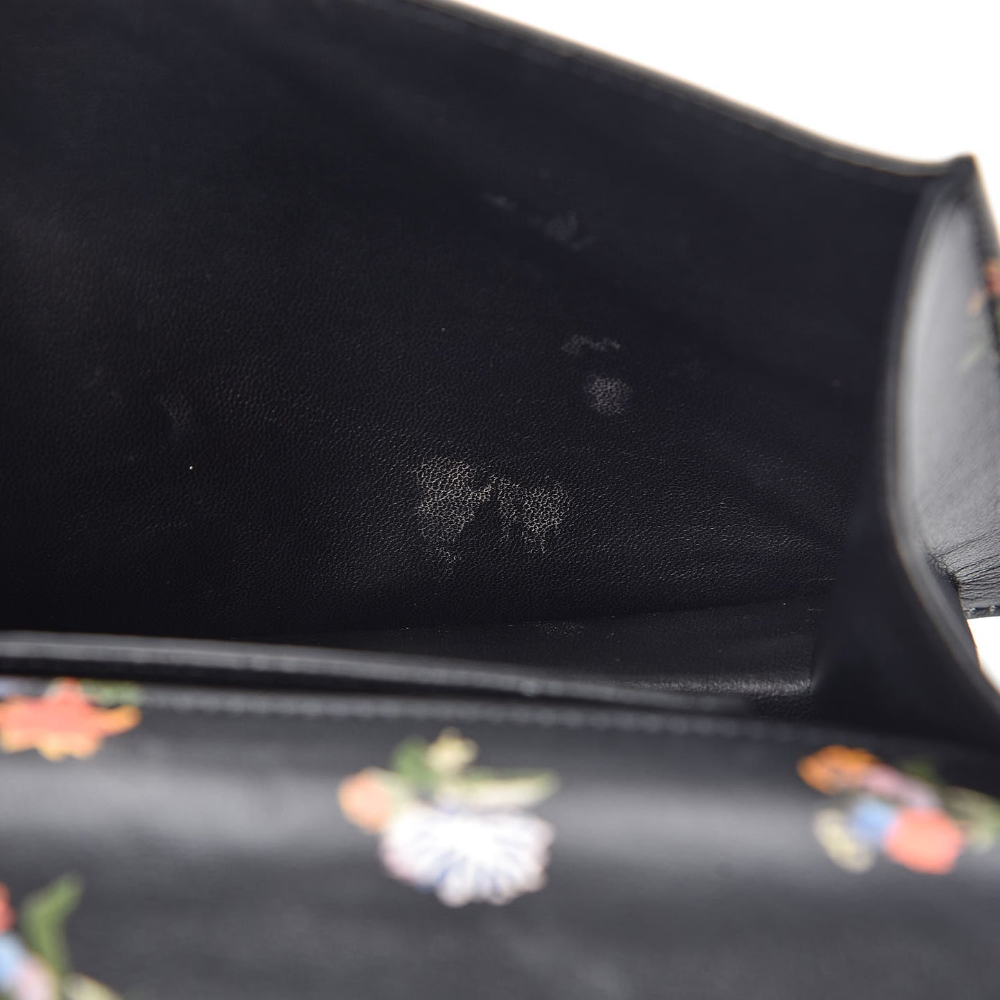 Calfskin Prairie Flower Printed Small Monogram Clutch Black Multicolor