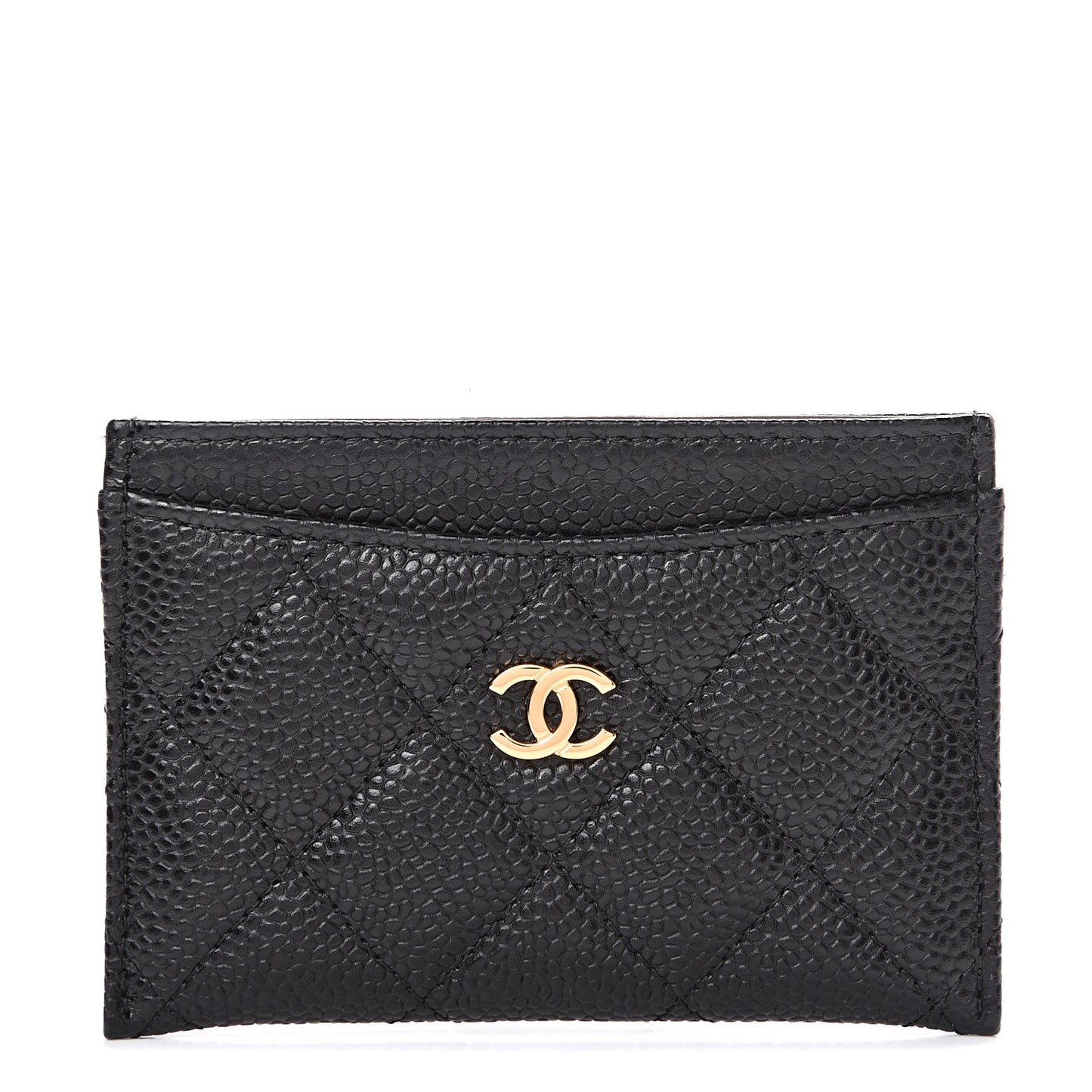 Caviar Quilted Card Holder Black