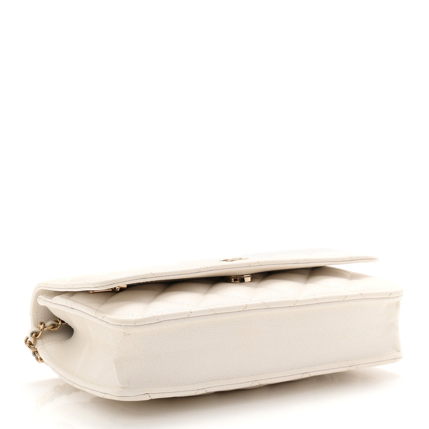 Caviar Quilted Wallet on Chain WOC White