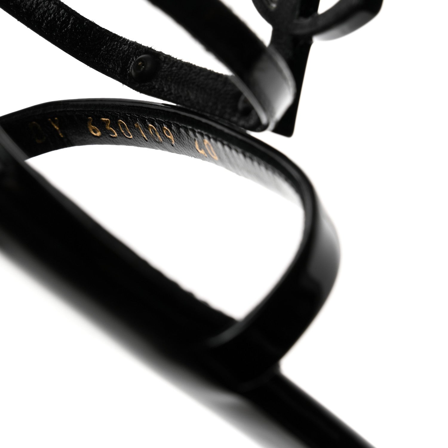 Saint Laurent Patent Cassandra 100 Ankle Strap Sandals 40 Black 6 of 8