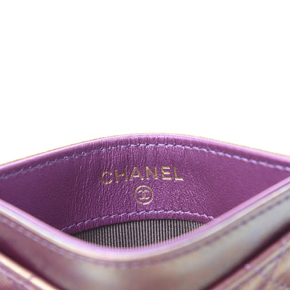 Chanel Metallic Lambskin Quilted Card Holder Purple 6 of 9