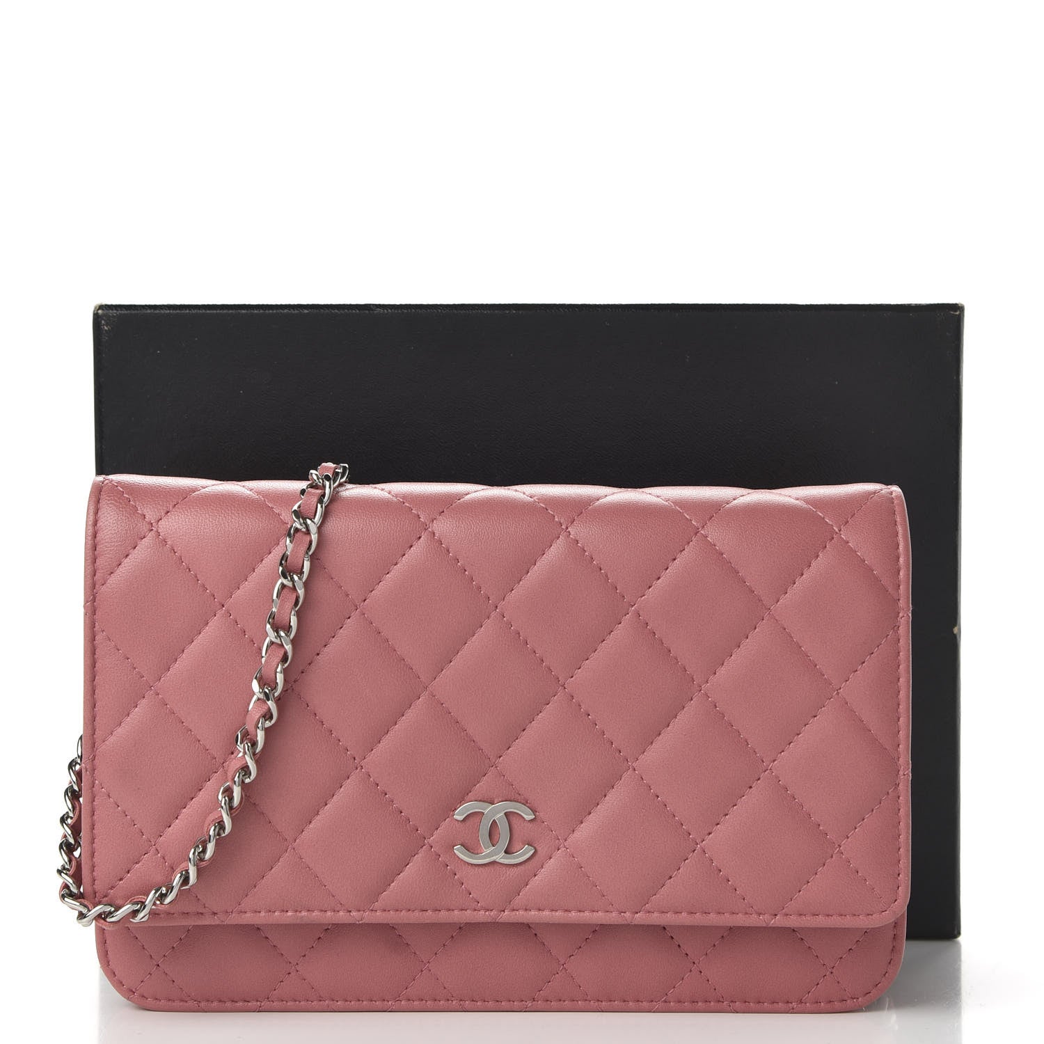 Chanel Lambskin Quilted Wallet On Chain WOC Pink 11 of 11