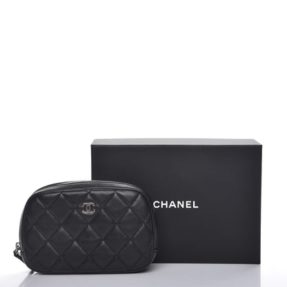 Chanel Lambskin Quilted Small Curvy Pouch Cosmetic Case Black 8 of 8