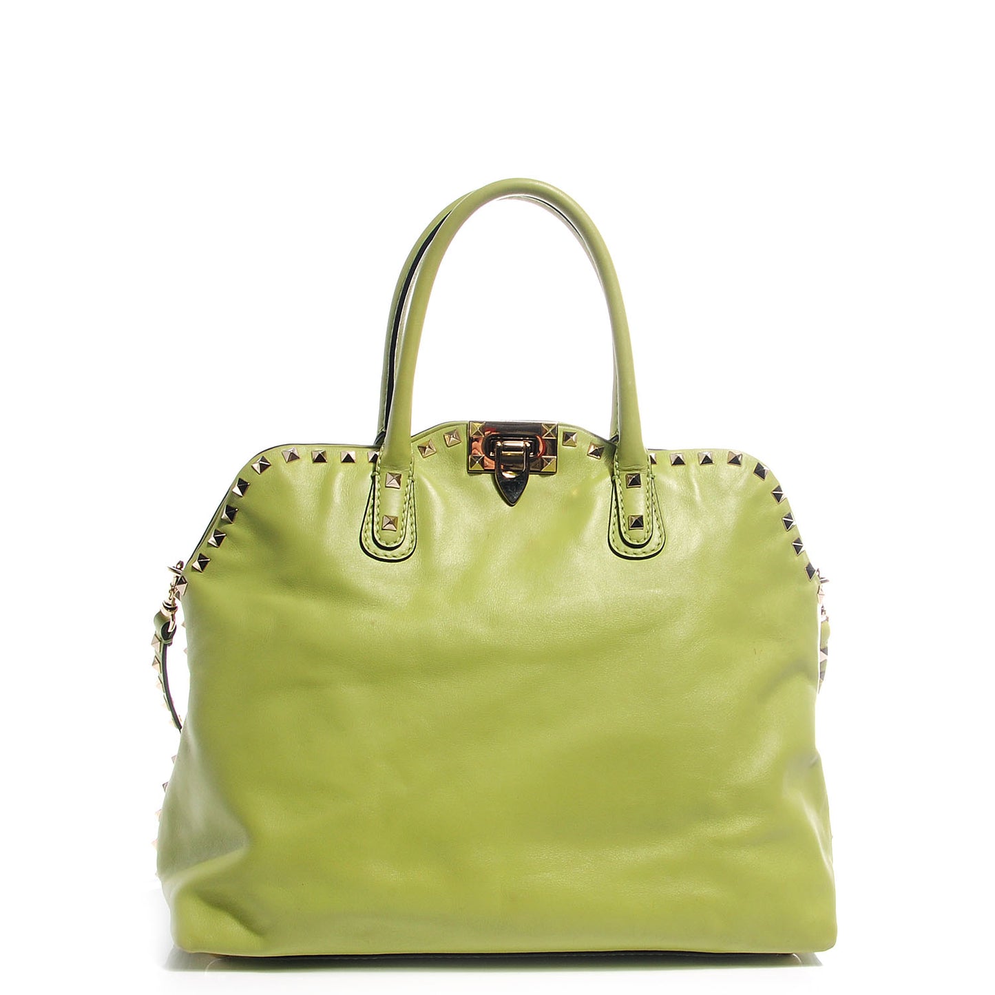 Leather Rockstud Dome Satchel Green