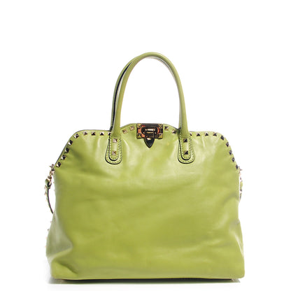 Valentino Garavani Leather Rockstud Dome Satchel Green 1 of 7