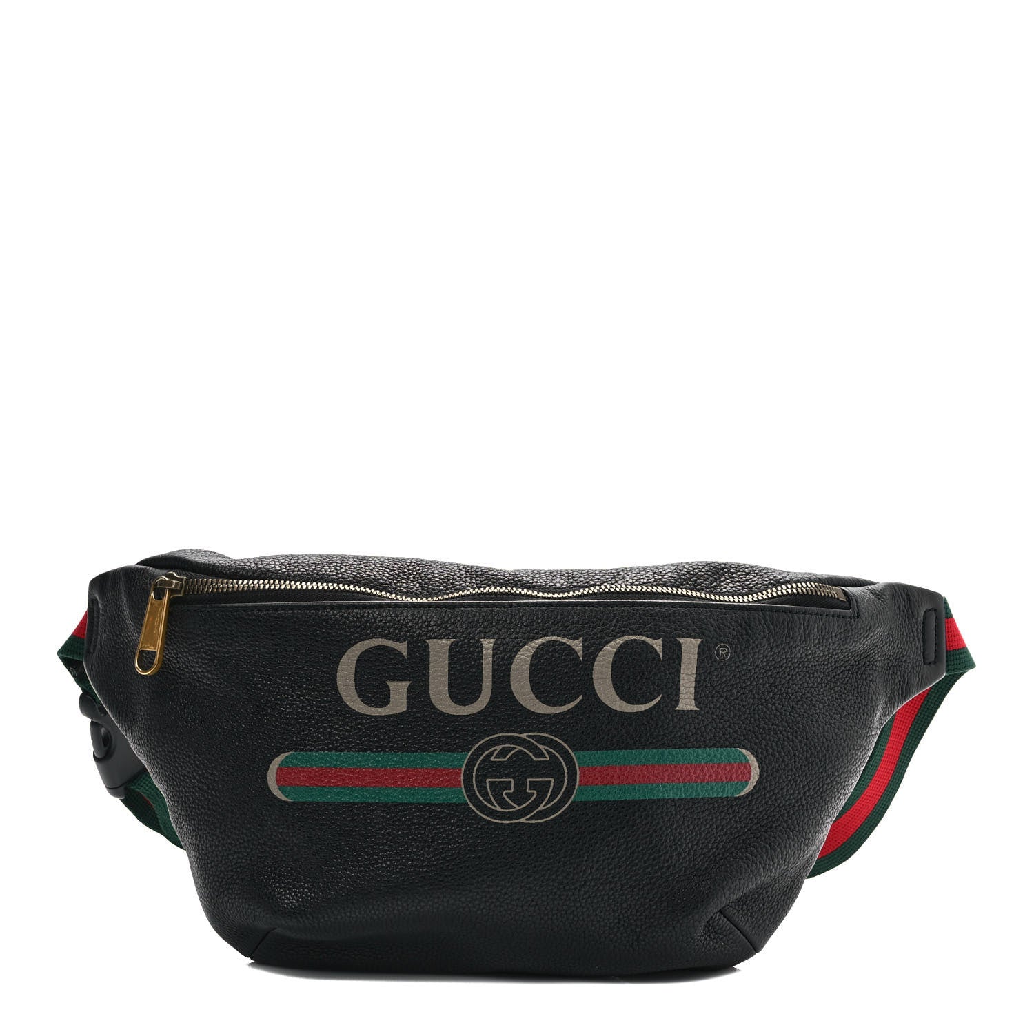 Gucci Grained Calfskin Logo Belt Bag Black 1 of 9