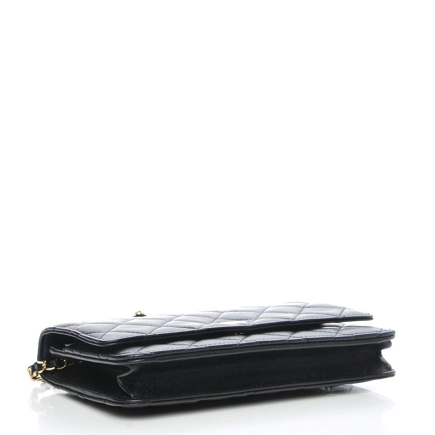 Lambskin Quilted Wallet On Chain WOC Black