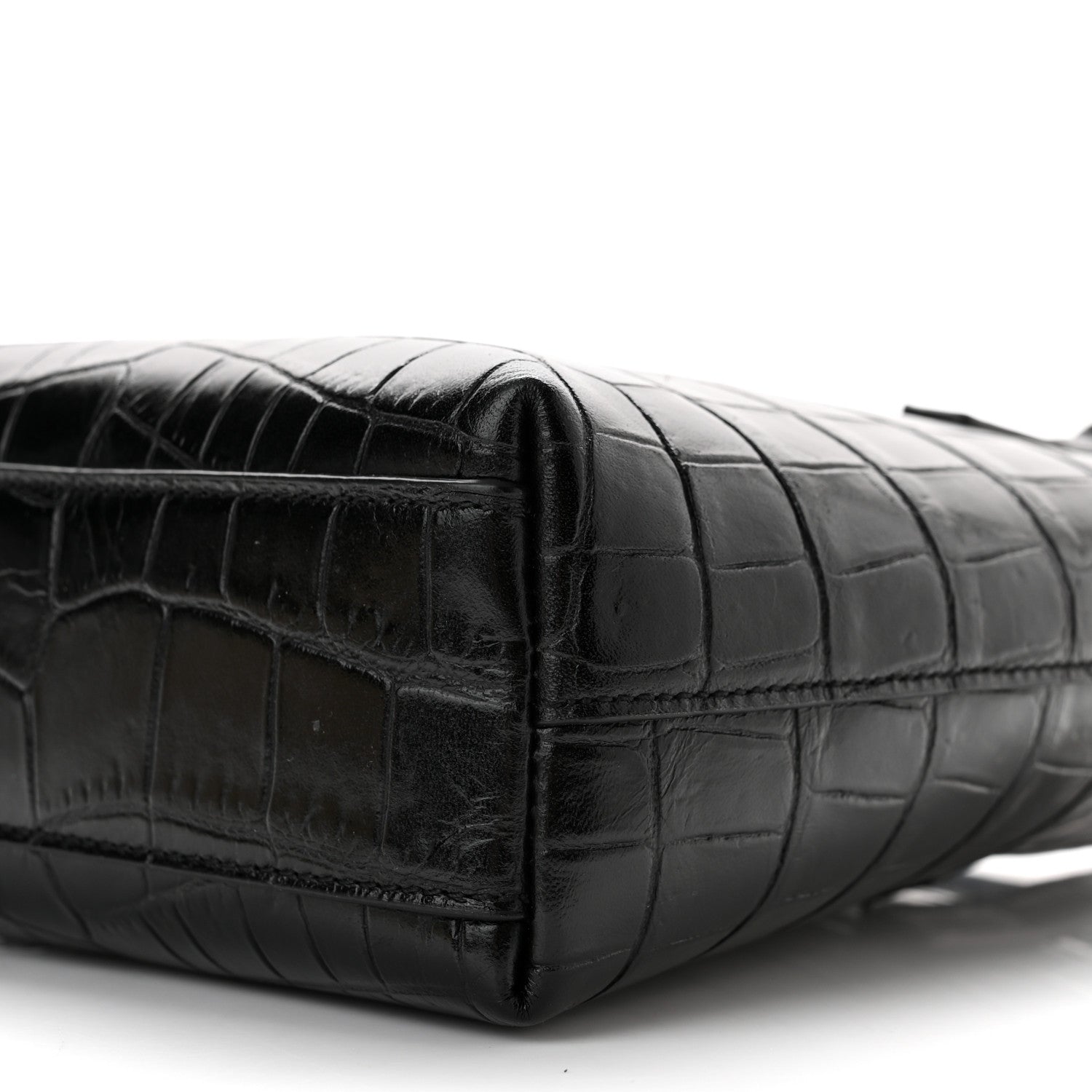 Saint Laurent Calfskin Crocodile Embossed Paris Mini Toy Shopper Tote Black 10 of 10