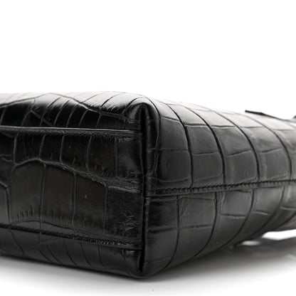 Saint Laurent Calfskin Crocodile Embossed Paris Mini Toy Shopper Tote Black 10 of 10