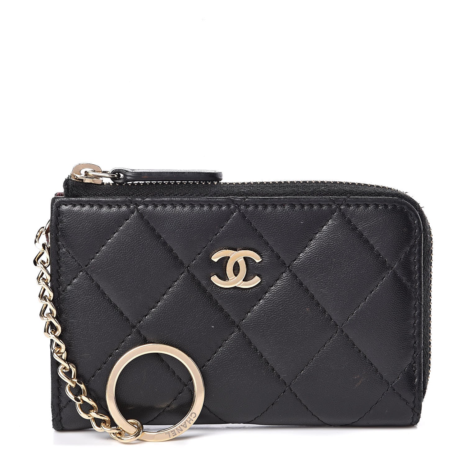Chanel Lambskin Quilted Key Holder Case Black 1 of 8