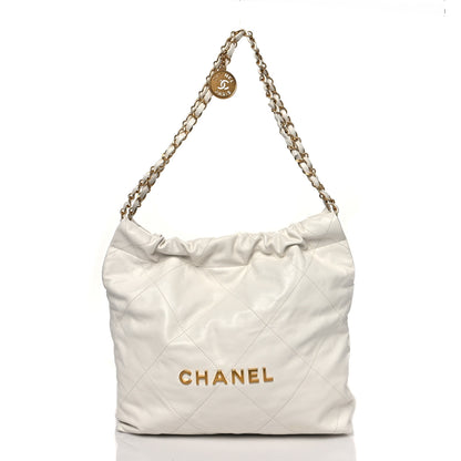 Chanel Shiny Calfskin Quilted Small Chanel 22 White 3 of 11
