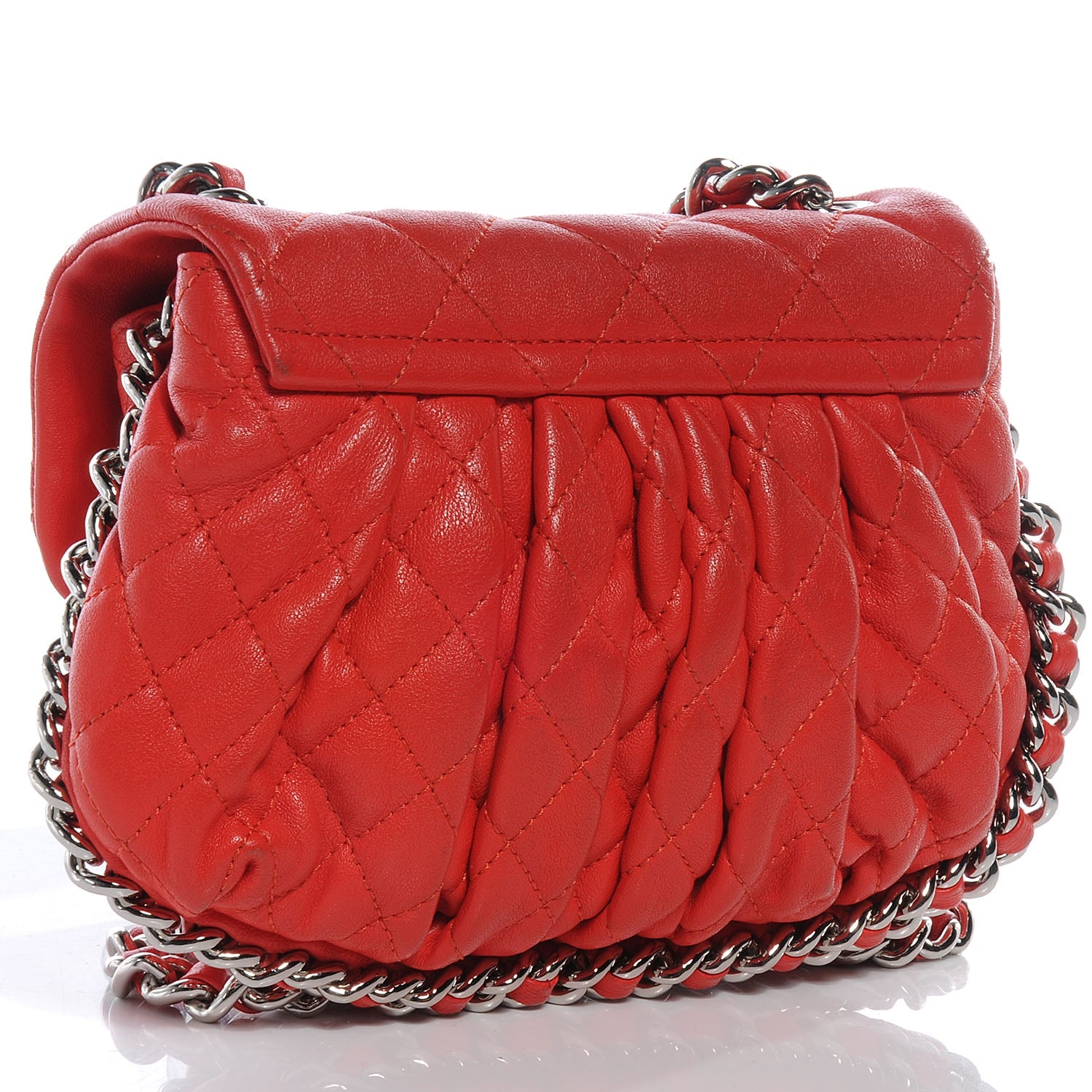 Chanel Washed Lambskin Mini Chain Around Messenger Red 3 of 8