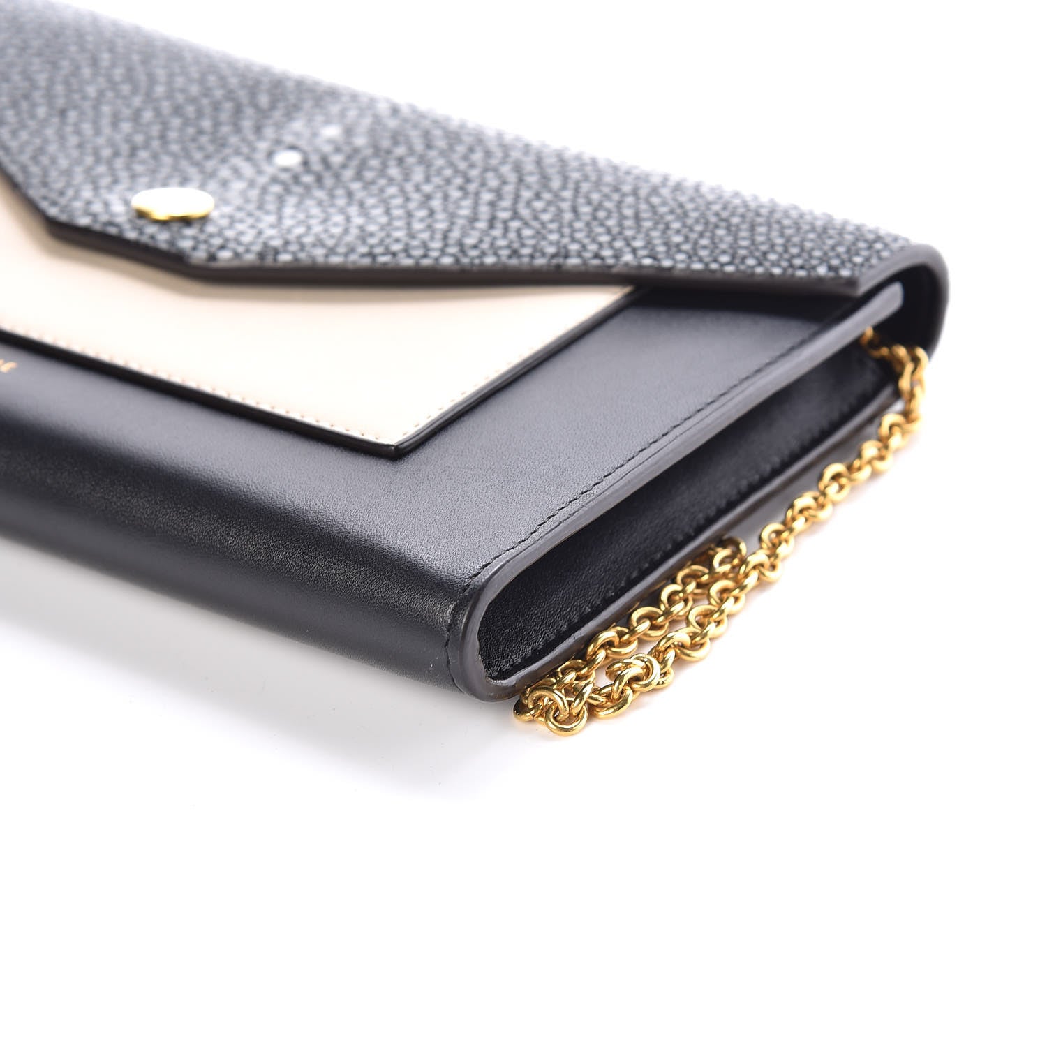 Celine Stingray Shiny Calfskin Clutch on a Chain Black 9 of 9