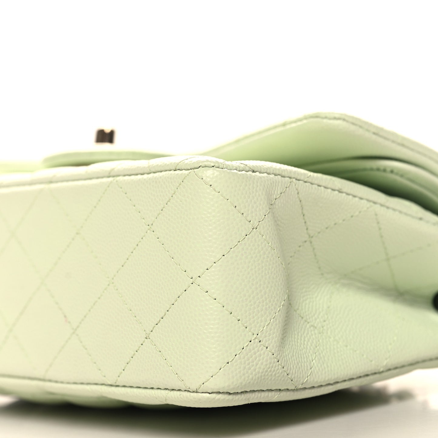 Caviar Quilted Small Double Flap Light Green